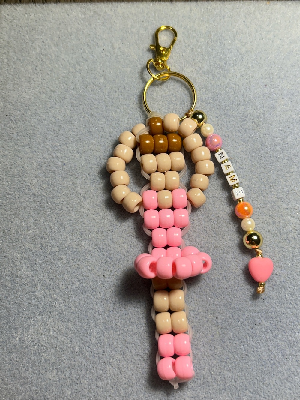 Personalized Beaded Pink Ballet Dress Keychain with Charm/bag charm